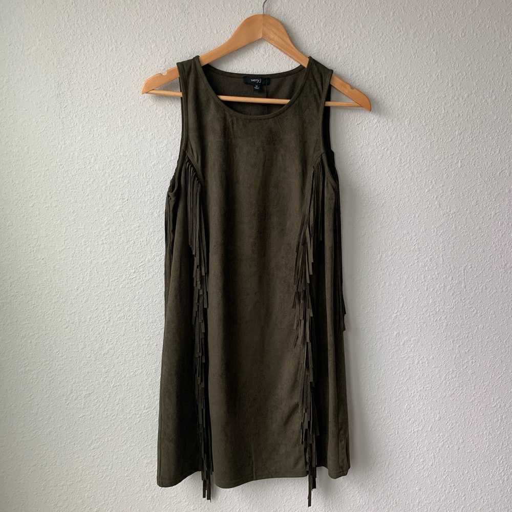 Very J | Faux Suede Tassel Fringe Dress